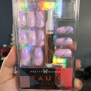 Pink/purple marble fake nails